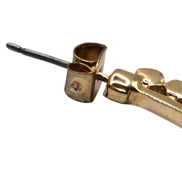 Earrings Gold Tone Beaded Hoop Womens Large Statement Textured Round SKU2404 - Picture 4 of 8